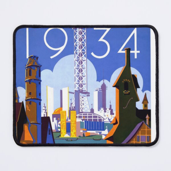 Item preview, 1934 Chicago Worlds Fair Poster | Art Deco Style Print | Century of Progress | Vibrant Colors & Cultural Exchange designed and sold by artofuniverse.