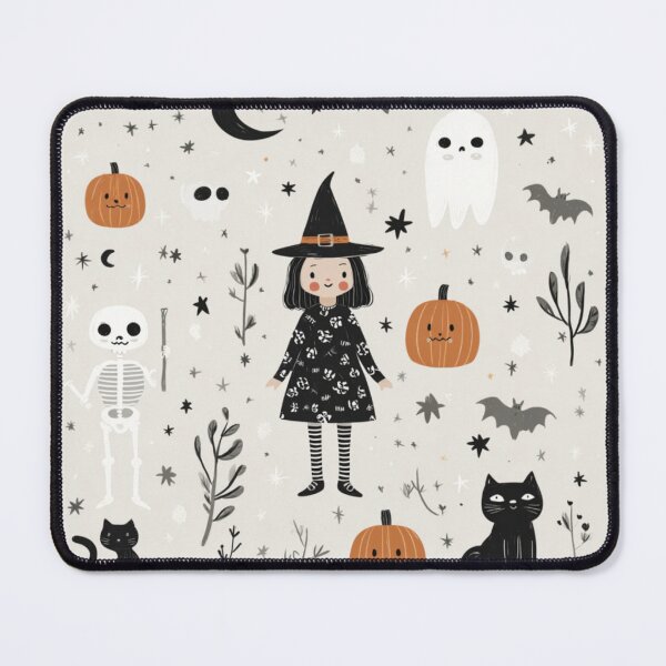 Item preview, Witch Black Cats Skeleton Bats Halloween Ghost Pattern designed and sold by GrinGalore.
