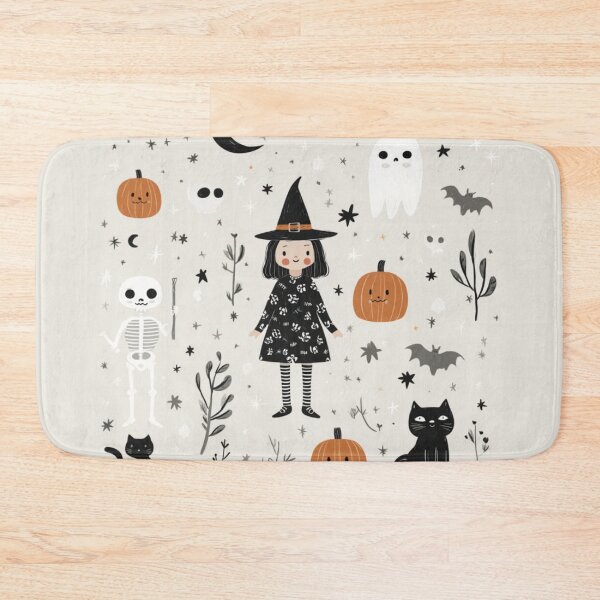 Item preview, Witch Black Cats Skeleton Bats Halloween Ghost Pattern designed and sold by GrinGalore.