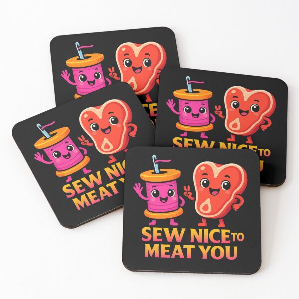 Item preview, Sew Nice to Meat You | Steak and Thread Cartoon | Funny Sewing Food Pun Cute Design designed and sold by Neon Hollow.