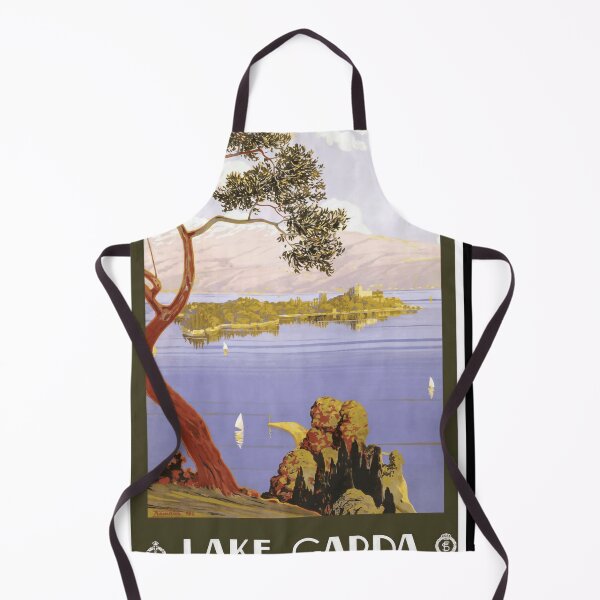 Item preview, Vintage Art Deco Lake Garda Travel Poster | Italian Scenic Landscape | ENIT Commissioned Art & Historical Architecture designed and sold by artofuniverse.