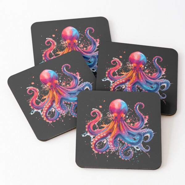 Item preview, Colorful Octopus – Neon Watercolor Fantasy Ocean Design designed and sold by ColorSplash123.