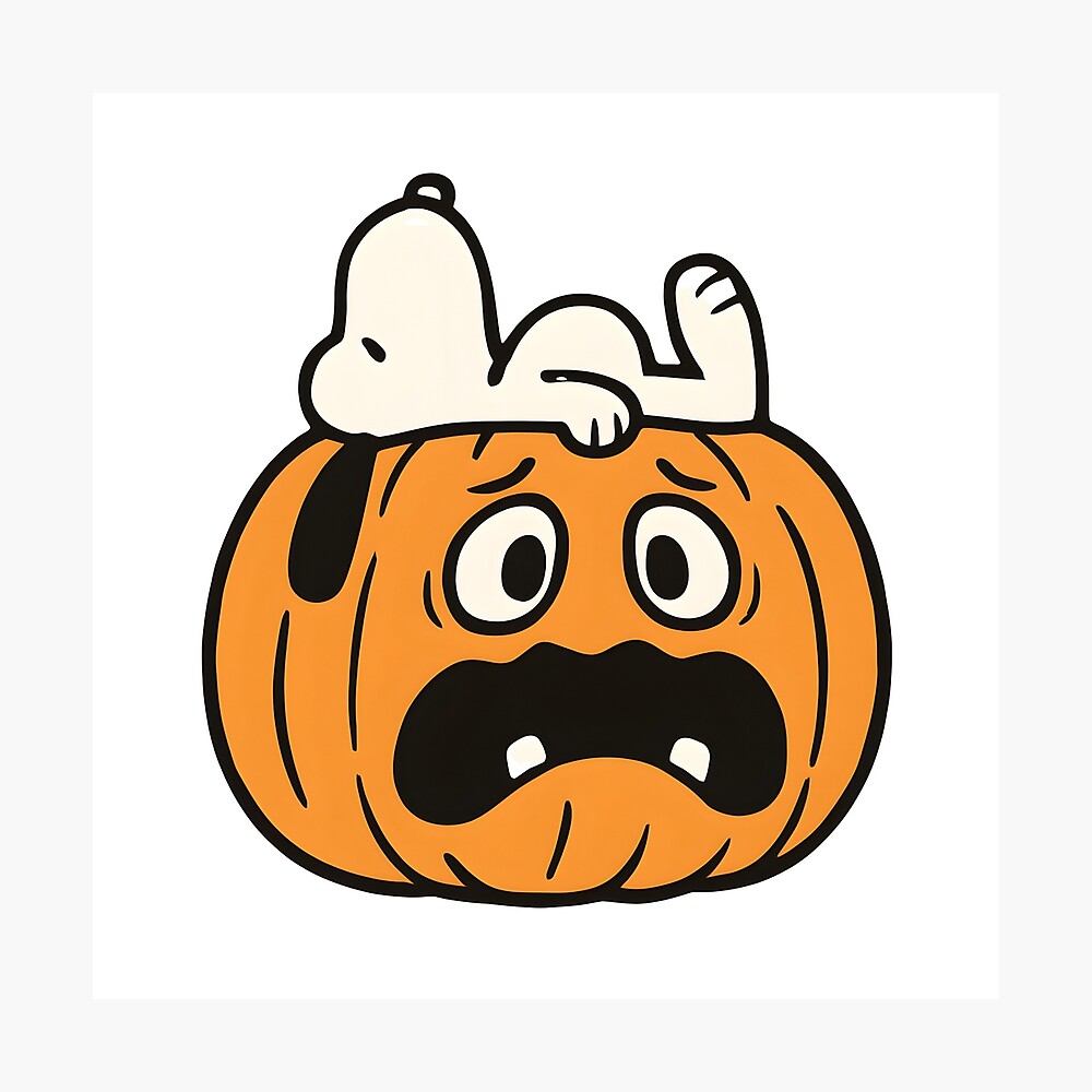 Snoopy on Pumpkin – Funny Halloween Design Poster