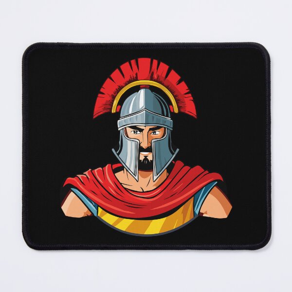 Item preview, Head ancient warrior in helmet and armor, Spartan or Trojan warrior or a Roman gladiator cartoon character, ancient roman gladiator in armour soldier, designed and sold by Danler.