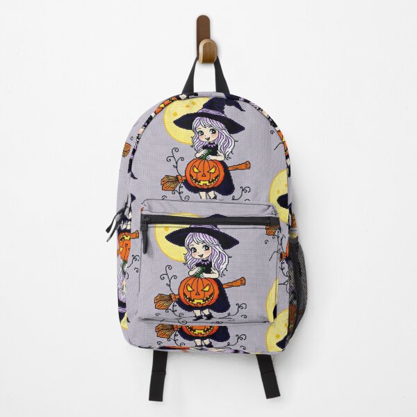 Item preview, Baby Witch Cross Stitch Art – Cute Halloween Embroidery Design with Glowing Moon and Jack-O’-Lantern designed and sold by MiraLumeStudio.