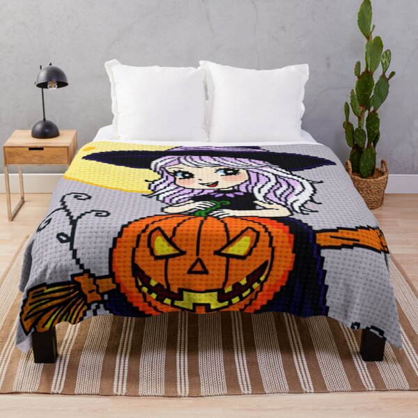 Item preview, Baby Witch Cross Stitch Art – Cute Halloween Embroidery Design with Glowing Moon and Jack-O’-Lantern designed and sold by MiraLumeStudio.