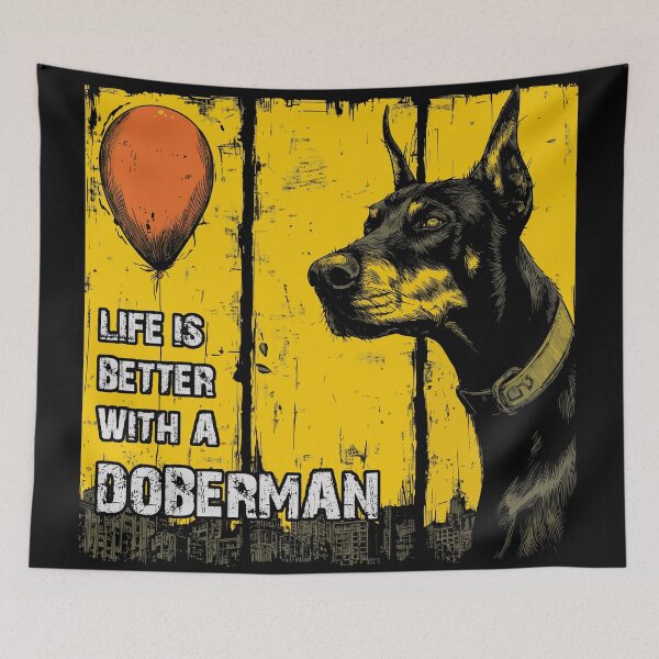 Item preview, Doberman and red balloon designed and sold by drizzd.