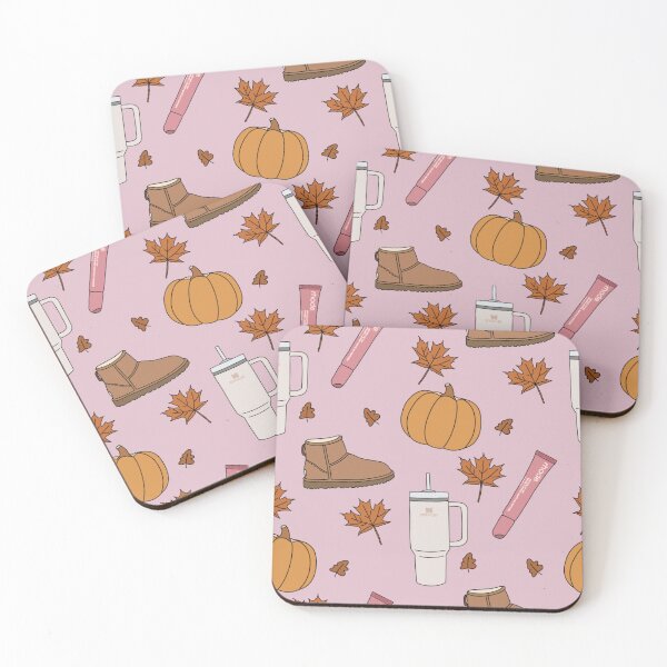 Item preview, Cozy Fall Aesthetic Pattern | Stanley Cup, UGG boots, Pumpkins, Rhode Lip Tint & Autumn Leaves designed and sold by mchelledesigns.