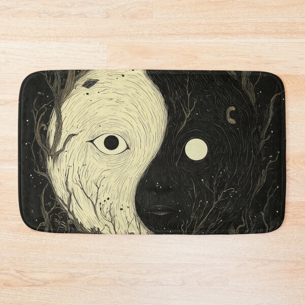Item preview, yinyang Forest Face | Black & White Contrast Art | Mystical Nature Balance designed and sold by CrunchyGoats.