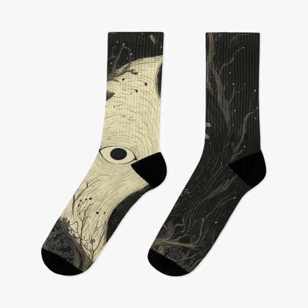 Item preview, yinyang Forest Face | Black & White Contrast Art | Mystical Nature Balance designed and sold by CrunchyGoats.