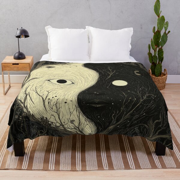 Item preview, yinyang Forest Face | Black & White Contrast Art | Mystical Nature Balance designed and sold by CrunchyGoats.