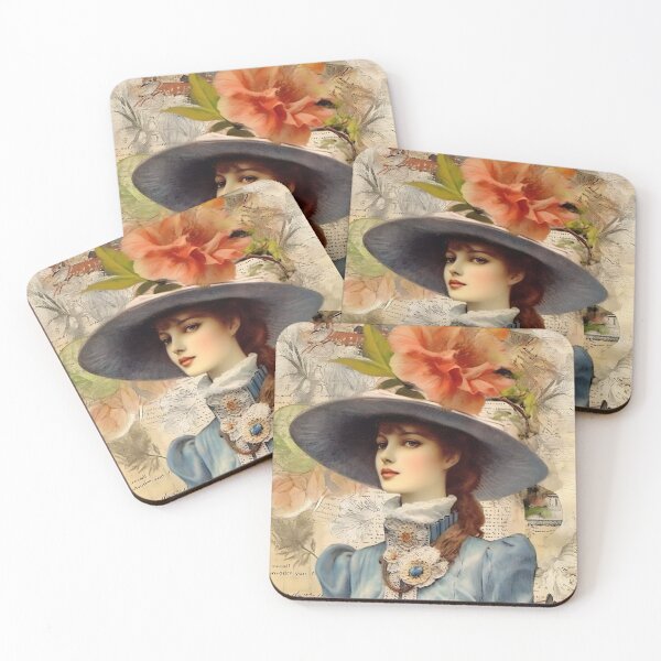 Item preview, Victorian Woman Painting With Journal Background, Vintage Woman Portrait Wall Art, Moody Woman With Hat Painting, Victorian Lady Portrait designed and sold by SavageVision.