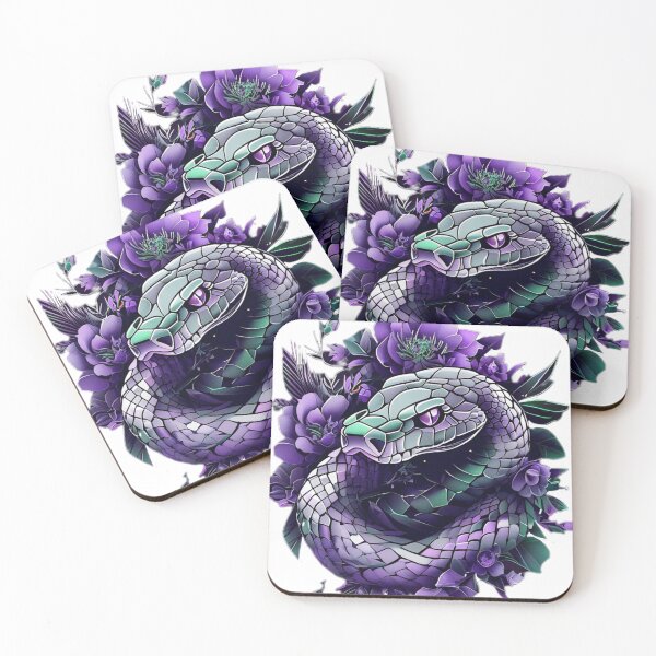 Item preview, Snake | Modern Neon Serpent with Purple Floral Patterns designed and sold by Naturalite19.
