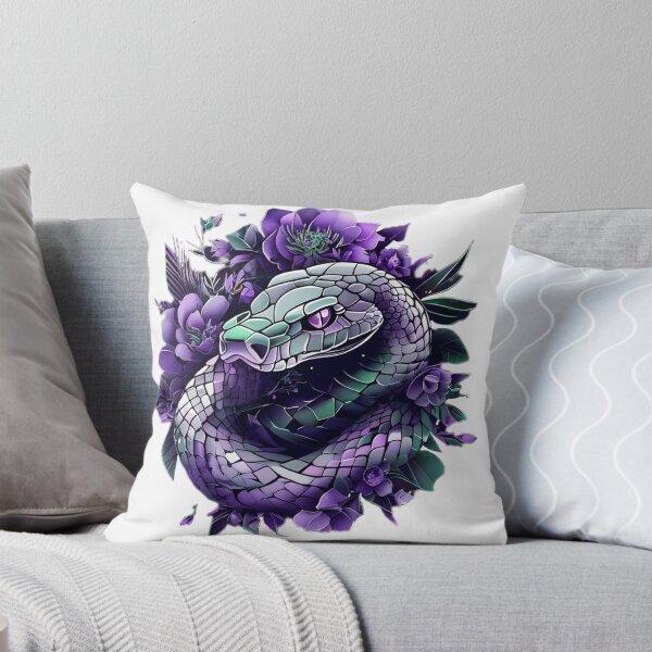 Item preview, Snake | Modern Neon Serpent with Purple Floral Patterns designed and sold by Naturalite19.
