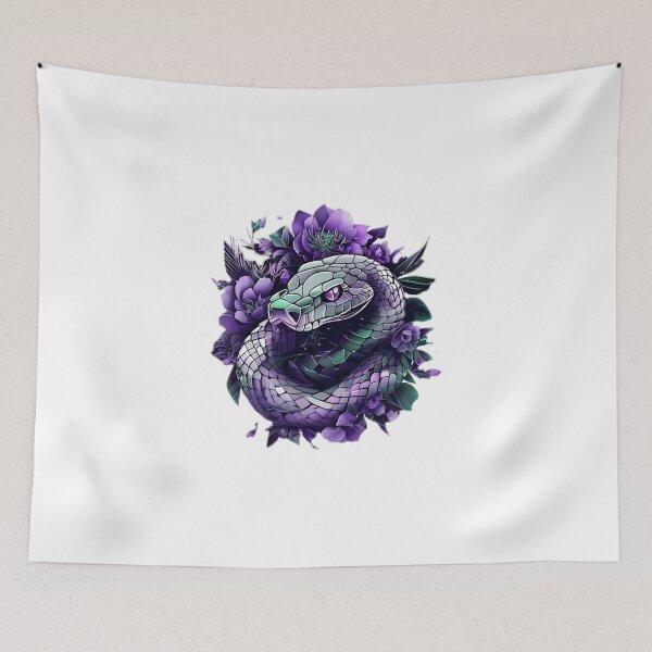 Item preview, Snake | Modern Neon Serpent with Purple Floral Patterns designed and sold by Naturalite19.