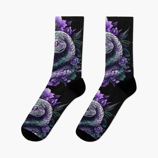 Item preview, Snake | Modern Neon Serpent with Purple Floral Patterns designed and sold by Naturalite19.