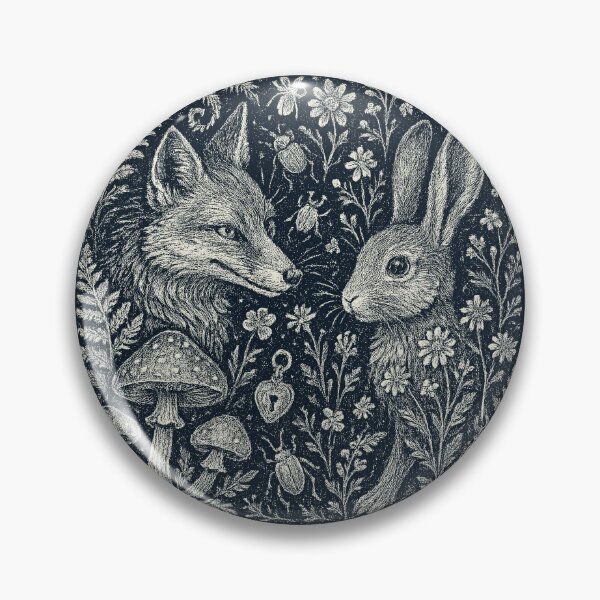 Item preview, Fox Rabbit Forest Friends Mushroom Doodle designed and sold by EdvvinStudios.