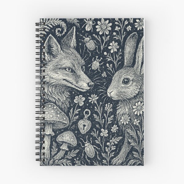 Item preview, Fox Rabbit Forest Friends Mushroom Doodle designed and sold by EdvvinStudios.