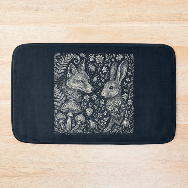 Item preview, Fox Rabbit Forest Friends Mushroom Doodle designed and sold by EdvvinStudios.