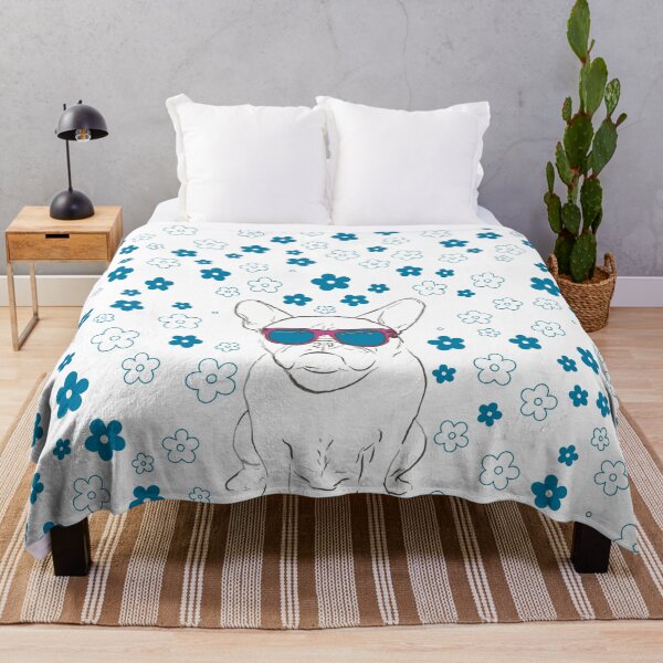 Item preview, Cool French Bulldog with Floral Pattern in Blue designed and sold by SmilingAnny.