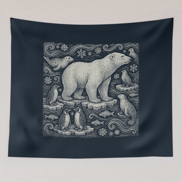 Item preview, Polar Bear Penguins Seals Winter Snowflakes designed and sold by EdvvinStudios.