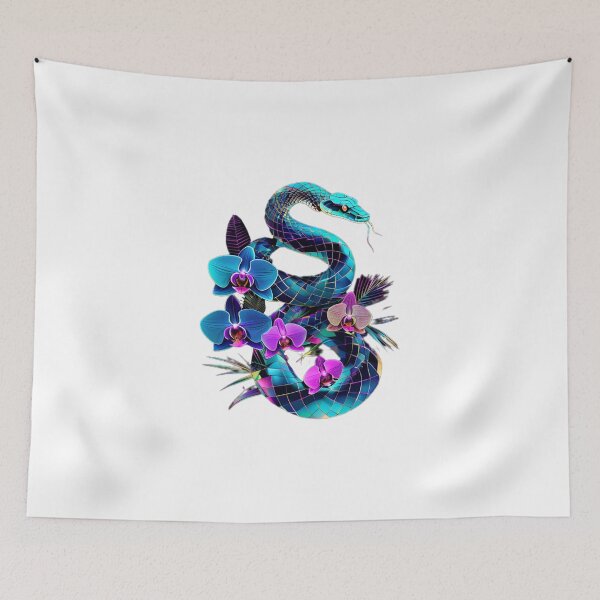 Item preview, Dark Blue Geometric Snake | Vibrant Orchid Serpent Art for Modern Nature Lovers designed and sold by Naturalite19.