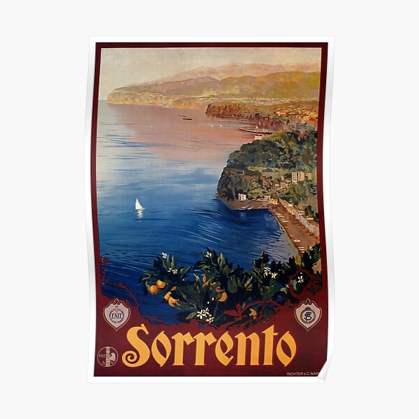 Italy Sorrento Bay of Naples vintage Italian travel advert Poster