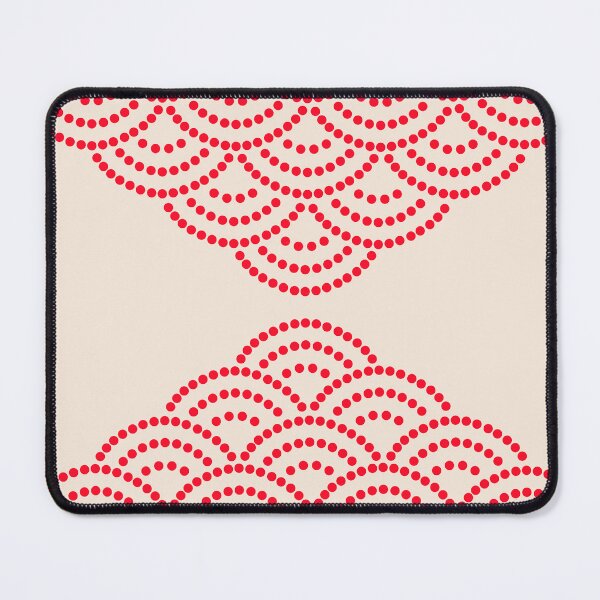 Item preview, Wave Pattern Dotted Abstract Design Sashiko Seigaiha Waves Inspired in Red and Beige designed and sold by nineFlorals.