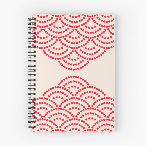 Item preview, Wave Pattern Dotted Abstract Design Sashiko Seigaiha Waves Inspired in Red and Beige designed and sold by nineFlorals.