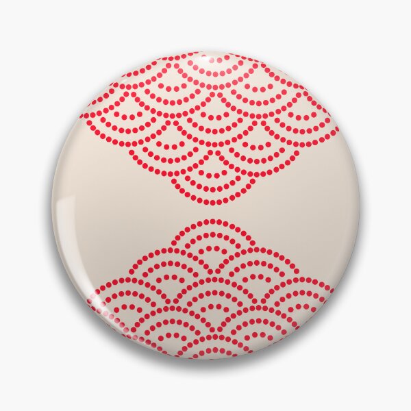 Item preview, Wave Pattern Dotted Abstract Design Sashiko Seigaiha Waves Inspired in Red and Beige designed and sold by nineFlorals.