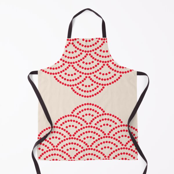 Item preview, Wave Pattern Dotted Abstract Design Sashiko Seigaiha Waves Inspired in Red and Beige designed and sold by nineFlorals.