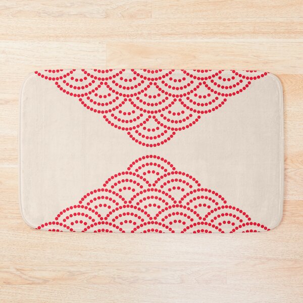 Item preview, Wave Pattern Dotted Abstract Design Sashiko Seigaiha Waves Inspired in Red and Beige designed and sold by nineFlorals.