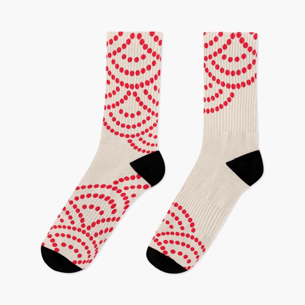 Item preview, Wave Pattern Dotted Abstract Design Sashiko Seigaiha Waves Inspired in Red and Beige designed and sold by nineFlorals.