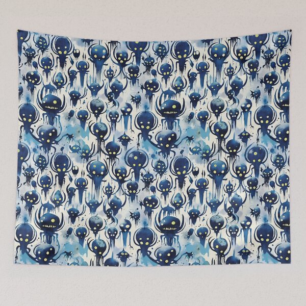 Item preview, "Dripping Creatures – Surreal Alien Swarm in Blue" designed and sold by dreampik.