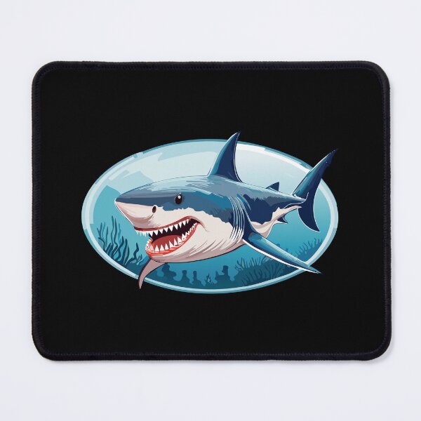 Item preview, Terrifying Shark with open mouth and showing sharp teeth, attack, Cartoon illustration of a Attacking shark, Aggressive Shark Angry Bite, designed and sold by Danler.