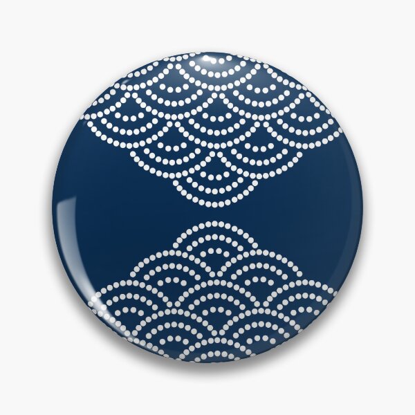 Item preview,  Wave Pattern Dotted Abstract Design Sashiko Seigaiha Waves Inspired in Navy Blue designed and sold by nineFlorals.