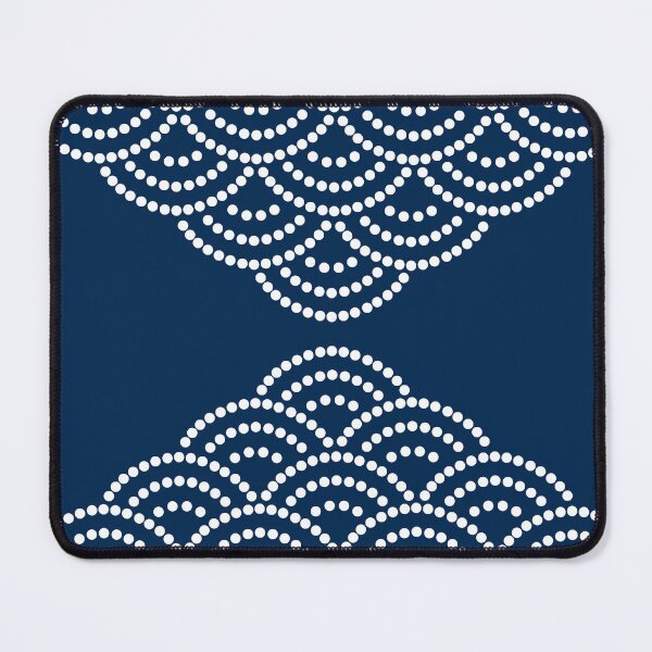 Item preview, Wave Pattern Dotted Abstract Design Sashiko Seigaiha Waves Inspired in Navy Blue designed and sold by nineFlorals.