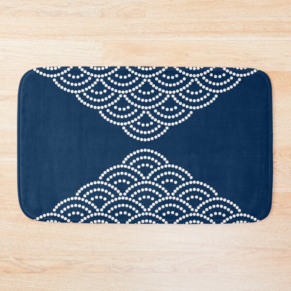 Item preview,  Wave Pattern Dotted Abstract Design Sashiko Seigaiha Waves Inspired in Navy Blue designed and sold by nineFlorals.