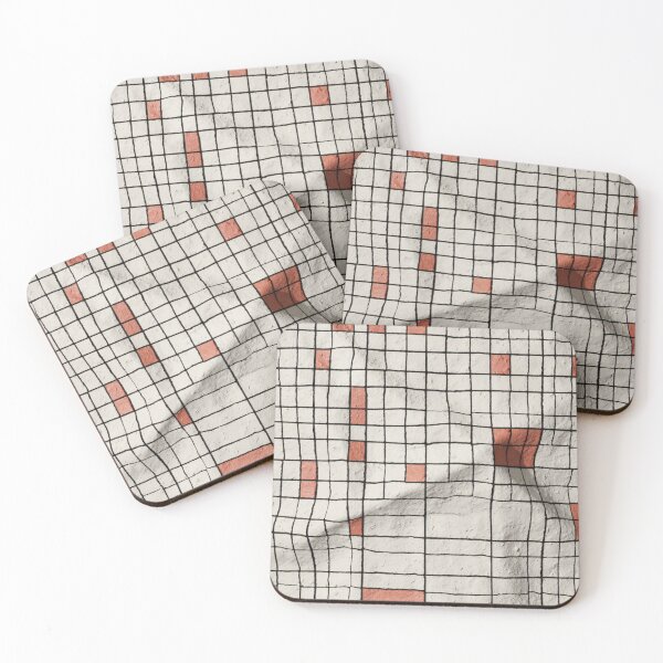 Item preview, Textured Grid Art | Minimal Abstract Design with Red Accents designed and sold by casualnature.