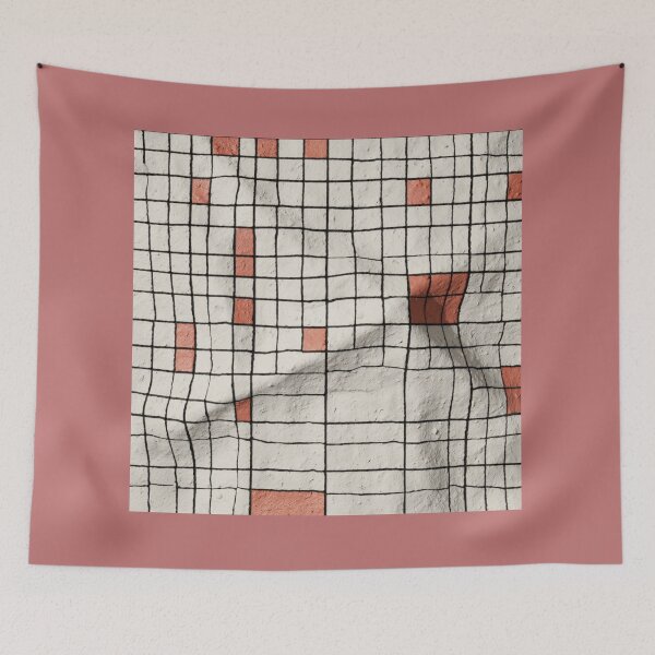 Item preview, Textured Grid Art | Minimal Abstract Design with Red Accents designed and sold by casualnature.