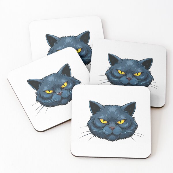 Item preview, Angry black cat with big eyes, Yellow cat's eyes, black cat face, black cat head, Friday 13 with black cats designed and sold by Danler.