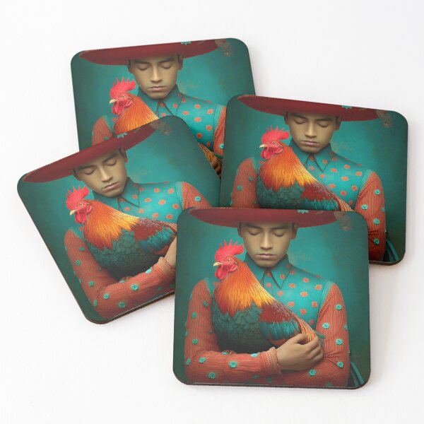 Item preview, Colorful Portrait with a Rooster and Bold Attire designed and sold by Artessie.