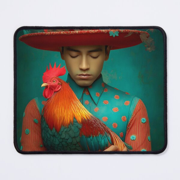 Item preview, Colorful Portrait with a Rooster and Bold Attire designed and sold by Artessie.
