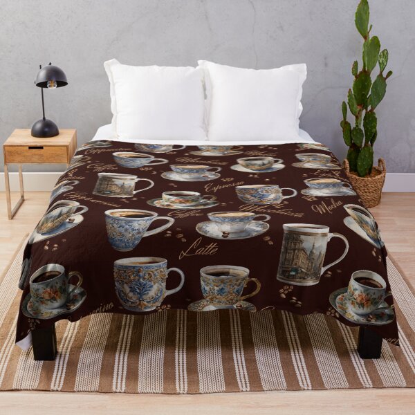 Item preview, Vintage Coffee Pattern | Dark Reddish Brown Background designed and sold by UnhingedBird.