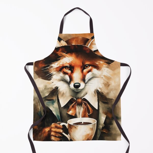 Item preview, Vintage Animal Art: Fox with Hat Drinking Coffee | Animal Art | Oil Painting | Quirky Vintage Art designed and sold by UnhingedBird.