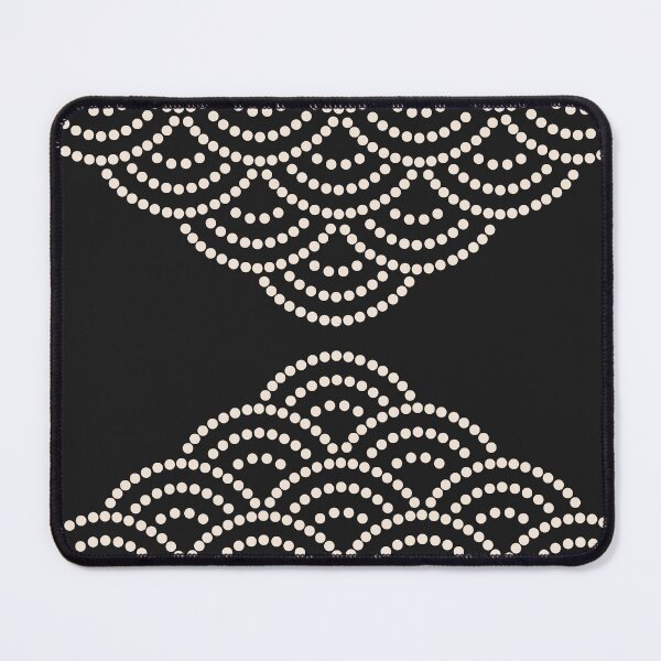 Item preview, Wave Pattern Dotted Abstract Design Sashiko Seigaiha Waves Inspired in Black and Beige designed and sold by nineFlorals.
