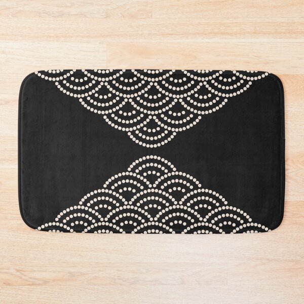Item preview, Wave Pattern Dotted Abstract Design Sashiko Seigaiha Waves Inspired in Black and Beige designed and sold by nineFlorals.