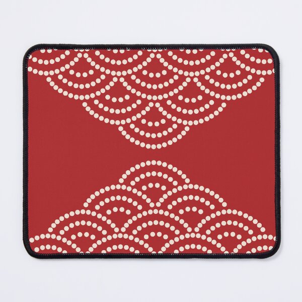 Item preview, Wave Pattern Dotted Abstract Design Sashiko Seigaiha Waves Inspired in Beige and Red designed and sold by nineFlorals.