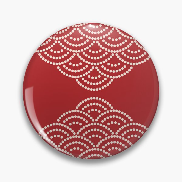 Item preview, Wave Pattern Dotted Abstract Design Sashiko Seigaiha Waves Inspired in Beige and Red designed and sold by nineFlorals.