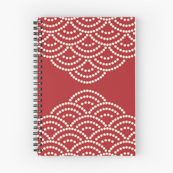 Item preview, Wave Pattern Dotted Abstract Design Sashiko Seigaiha Waves Inspired in Beige and Red designed and sold by nineFlorals.